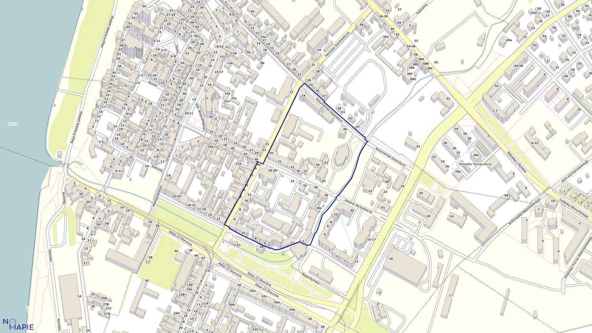 Mapa obrębu 036 w mieście Grudziądz